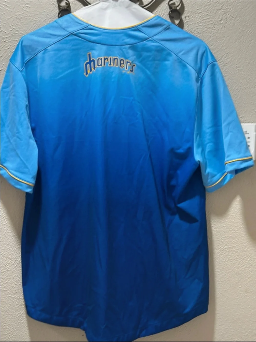 Nike Men’s Blue Gradient Baseball Jersey with Gold Trim